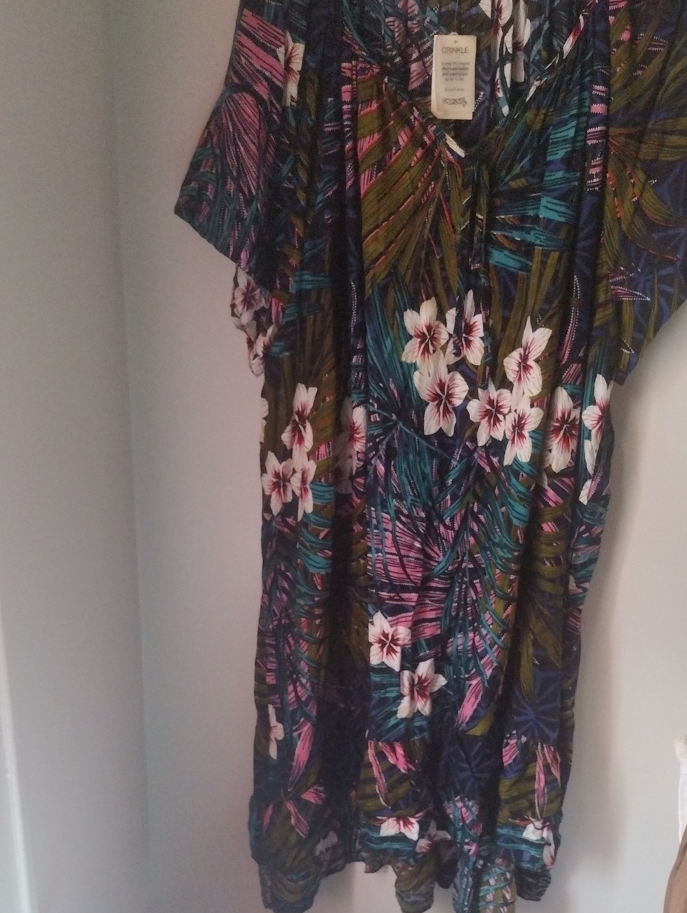 PLUS SIZE 26/28 Tropical Floral Midi Dress in Navy, Olive & Pink  by LORALETTE